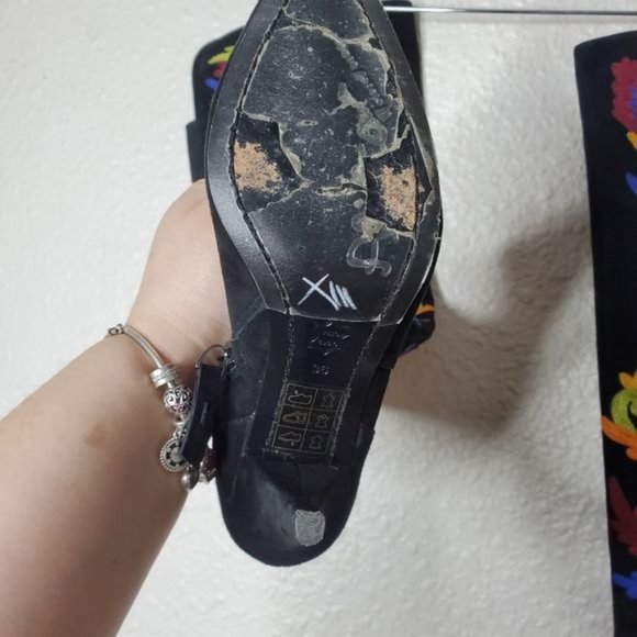 Alice + Olivia Corin Embroidered Suede Tall Heeled Boots Black Womens Size 5 - Picture 11 of 11